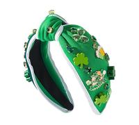 Bandeau pour cheveux de fête de la Saint-Patrick | ou pour coiffer les cheveux avec trèfle et strass irlandais - à thème de la Saint Patrick - pour une utilisation quotidienne pour femmes, filles
