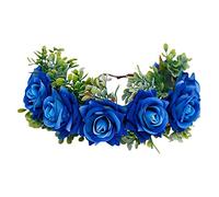 Bandeau pour femme - Couronne de cheveux avec ruban réglable - Imitation roses - Pour mariage, festival, fête - Accessoire photo fait à la main