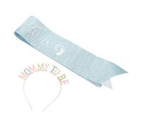 Bandeau pour Femme Enceinte et Écharpe de Célébration Grossesse | Turquoise Scintillante, Motif Empreinte, Ensemble Deux Pièces Réglable, pour Séance -né et Hôpital