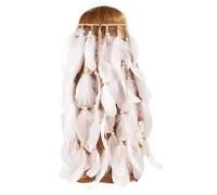 Bandeau pour femme - Plumes blanches pures - Boho - Bandeau indien - Pompon hippie - Bijou de cheveux pour femme - Costume de festival - Blanc - Taille unique