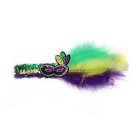 Bandeau pour femme style années 1920, accessoire de costume de carnaval, avec plumes et paillettes, look rétro pour et fête, vert clair, taille unique