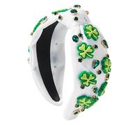 Bandeau Pour La Fête De La Saint-Patrick - Accessoires Irlandais Noués avec Strass - Accessoires Capillaires Pour La Célébration De La Saint-Patrick | Pour Fêtes Noël Action De Grâces Port Quotidien F