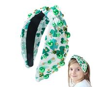 Bandeau pour la Saint-Patrick, trèfle noué, bandeau pour la Saint-Patrick, bandeau vert trèfle orné de strass en pour accessoires de cheveux