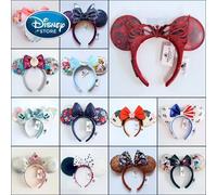 Bandeau princesse Disney Mickey oreille raiponce neige blanche, nœud à paillettes, cerceau pour cheveux, accessoires pour filles, cadeau d'halloween, Jack de noël 7