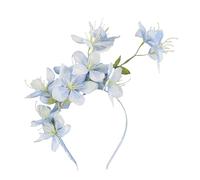 Bandeau réglable en forme de fleur de jasmin avec feuilles vertes - Ornement floral pour demoiselles d'honneur - Accessoire de cheveux en polyester
