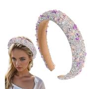 Bandeau Rembourré Large - Crystal Artificiel, 5,51 Pouces De Bande De Strass Da Bande Di Bijoument Élégant | Accessoire Di Cheveux Non Glissant Confortable, BandeDe Cheveux En Scintillant
