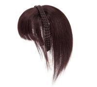 Bandeau respirant Perruques noires Fausse frange Postiche Cheveux synthétiques Réglable