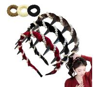 Bandeau rétro avec perles artificielles en forme de tête de mort haute, effet crânien en 1 seconde, dents dentelées antidérapantes pour un usage quotidien élégant (poire, taille unique)