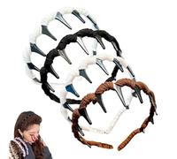 Bandeau rétro en perles avec tête de mort haute, effet crânien, satiné, effet crânien, fête de mariage, élégant tressé, dentelé, antidérapant, perles (taille unique)