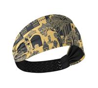 Bandeau rétro extensible pour femme - Motif architecture d'Asie centrale - Évacuation de l'humidité - Pour le football, le maquillage, les entraînements de football