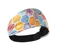 Bandeau rétro hexagonal en nid d'abeille antidérapant pour femme, bandeau élastique pour basket-ball, tennis, basket-ball, randonnée