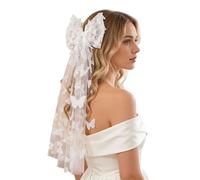 Bandeau romantique avec papillon blanc - Idéal pour les enterrements de vie de jeune fille et les événements à thème - Rideau élégant pour enterrement de vie de jeune fille