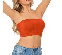Bandeau sans coutures avec soutien Design sans bretelles. Parfait pour les loisirs. Polyvalent pour toutes les saisons. Idéal sous les t-shirts. Taille précise incluse., Orange, M