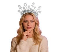 Bandeau scintillant pour l'année prochaine, accessoire de coiffure festif pour les fêtes et les célébrations. (Silver, One Size)