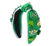 Bandeau Shamrock pour femmes, bandeau noué pour la Saint-Patrick - Bandeau pour la Saint-Patrick - Bandeaux de trèfle vert, bandeaux larges de vacances irlandaises pour femmes