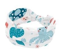 Bandeau sirène pour femme, motif pieuvre, hippocampe, tortue et doux, antidérapant, pour yoga, fitness, voyage, gym, accessoires pour cheveux