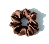 Bandeau Soie 100% Pure Grands Scrunchies Ropes Bandes Cheveux Cravates Titulaires de queue de queue de cheval for femmes Accessoires de filles 19 Monnée 3.5cm Bandeau Cheveux Femme(4 Coffee)