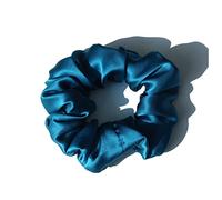 Bandeau Soie 100% Pure Grands Scrunchies Ropes Bandes Cheveux Cravates Titulaires de queue de queue de cheval for femmes Accessoires de filles 19 Monnée 3.5cm Bandeau Cheveux Femme(19 Peacock Blue)