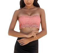 Bandeau Soutien Gorge Femme Soutiens-Gorge De Sport Push Up sans Bretelles Decollete Plongeant Bretelle Grande Taille Transparente Mariage Soutif Fermeture Devant Brassière Invisible,2-Rose,XXL
