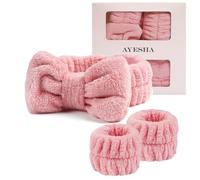 Bandeau spa pour femme - Bandeau doux en éponge pour le lavage du visage et des nuages - Bandeau de maquillage pour femme - Rose