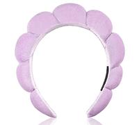 Bandeau spa pour femme - Bandeau doux en éponge pour le lavage du visage et des nuages - Bandeau de maquillage pour femme - Rose