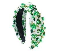 Bandeau St Patrick, bandeaux de la Saint-Patrick pour femmes - Bandes de cheveux larges,Bandeaux de la Saint-Patrick, accessoires pour cheveux noués, trèfle vert irlandais, pour femmes et filles