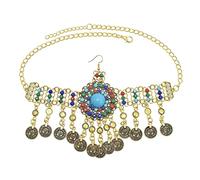 Bandeau superposé avec bijoux en sur le front à, Gold | Coiffes de mariage pour femmes et filles, avec perles superposées, pompon, bijoux, couvre-chef de princesse