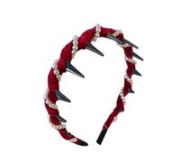 Bandeau tendance à dents pour femme - En velours - Avec perles artificielles - Cadeau - Accessoires décoratifs