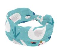 Bandeau tendance, cygne élégant avec couronne de lotus d'eau, bandeau large pour femme, bandeau élastique croisé, turban pour la sueur, le sport, l'entraînement