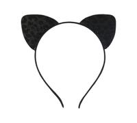 Bandeau tête chat oreilles imprimé léopard pailleté style japonais mignon fausses mèches pour filles idéal fêtes cosplay quotidien accessoire mode tendance (Black, One Size)