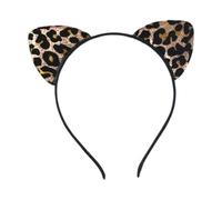 Bandeau tête chat oreilles imprimé léopard pailleté style japonais mignon fausses mèches pour filles idéal fêtes cosplay quotidien accessoire mode tendance (Beige, One Size)