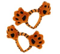 Bandeau Tigre Mignon 2pcs en Peluche et Plastique Ambiance Halloween | Coiffe Oreilles de Tigre, Accessoire de Costume de Tigre, pour Cosplay, Fête, Filles et Femmes