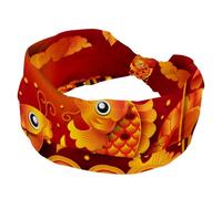 Bandeau traditionnel chinois avec nuages de carpe rouge et lotus pour femmes et filles, large bandeau, turban croisé noué, bandeau antidérapant pour yoga, entraînement, course à pied