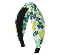 Bandeau trèfle à quatre feuilles - Bandeau à nœuds pour femme - Bandeau élastique doux et multicolore - Saint Patrick d'Irlande - Fête et déguisement festif (D)