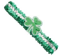 Bandeau Trèfle Saint-patrick Femme, Sequins Scintillants, Ajustement Sûr | Polyester et PET, Taille Unique Flexible, Décoration Capillaire Verte pour Anniversaires, École, Costumes et Accessoires