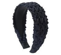 Bandeau tressé à large bord en tissu pour cheveux Noir