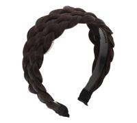 Bandeau Tressé à Six Brins pour Femmes, Noir Brun, Large | Fausse Tresse, Structure Élastique Renforcée, Maintien Sûr, Couvre les Cheveux Gris, pour Sorties Décontractées et Danse