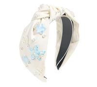 Bandeau tressé avec fausses perles pour femmes et filles - Accessoire pour cheveux - Pour la plage, les vacances