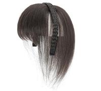 Bandeau tressé avec frange bouclée pour femme - Cheveux plats et soignés - Avec frange