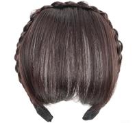 Bandeau tressé avec pour extension de cheveux de frange Naturel (C) | Sans couture pour l'aspect, éblouit naturellement, augmente la confiance en soi, idéal pour le quotidien et les fêtes