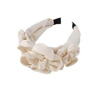 Bandeau tressé, bandeaux, bandeaux en tissu Vintage exquis à grande fleur for femmes, bandeau en tissu, accessoires for cheveux de fête(White)