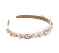 Bandeau tressé, bandeaux, bandeaux fins et solides for femmes, bandes de cheveux en strass, cerceau for filles, couvre-chef de fête de mariage(C)(Pink)