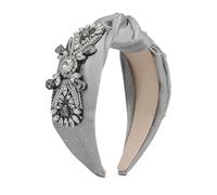 Bandeau tressé, bandeaux, bandes de cheveux larges avec strass sur le dessus, bandeau noué for femmes, lunette en soie satinée, cerceau de cheveux brillant, accessoire for cheveux(Gray)