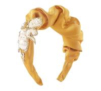 Bandeau tressé, bandeaux, grand bandeau en strass for femmes, bandeaux en perles, bandeau en Satin, coiffure de luxe for dame(Yellow)
