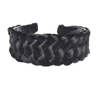 Bandeau tressé - Élégant serre-tête tressé - 5 brins - Bandeau élastique avec dents - Pour femme et mariée - Noir