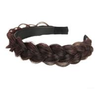 Bandeau tressé en arête de poisson pour perruque avec dents antidérapantes, fabriqué à partir de fil flexible haute température, bandeau de style coréen offrant un maintien sûr (marron foncé)