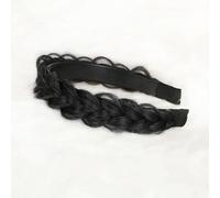 bandeau tressé naturel Clip à cheveux de frange bandeau synthétique Bangs Hair Topper pour Femmes et Filles (black* Without bangs)