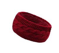 Bandeau tricoté d'hiver pour femme - Bandeau chaud - Cache-oreilles épais - Bandeau élastique pour femmes - Sports de plein air - Ski - Course - Bordeaux