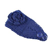 Bandeau tricoté extensible sans serrage, joli bandeau tricoté à fleurs bleu marine