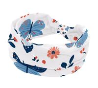 Bandeau turban pour femme, bandeau large et doux, nœud torsadé, bandeau croisé, papillon coloré avec motif floral, accessoires de cheveux tendance